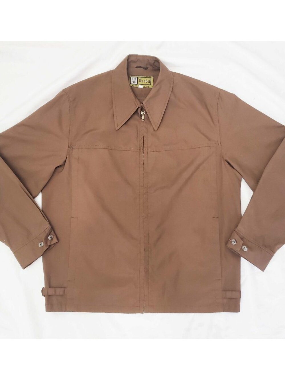 Vintage 60s DERBY of San Francisco Men's Brown Lightweight Jacket Deadstock 42/L